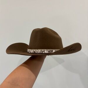 Brown Cowboy Hat with Patterned Band